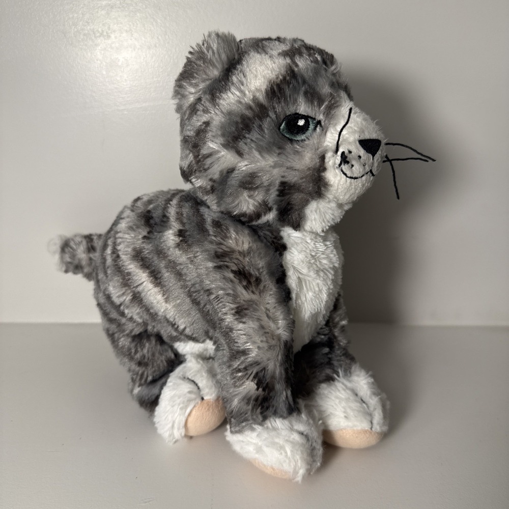 IKEA LILLEPLUTT Gray/ Black/ White Tabby Cat Kitten 9" Stuffed Animal Plush 2015